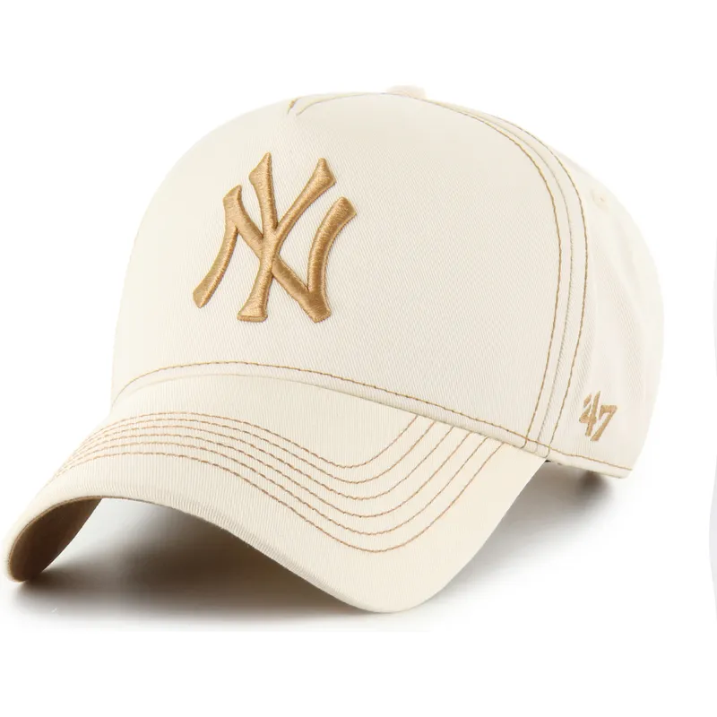 cappellino-curvo-beige-regolabile-mvp-dt-contrast-stitch-di-new-york-yankees-mlb-di-47-brand
