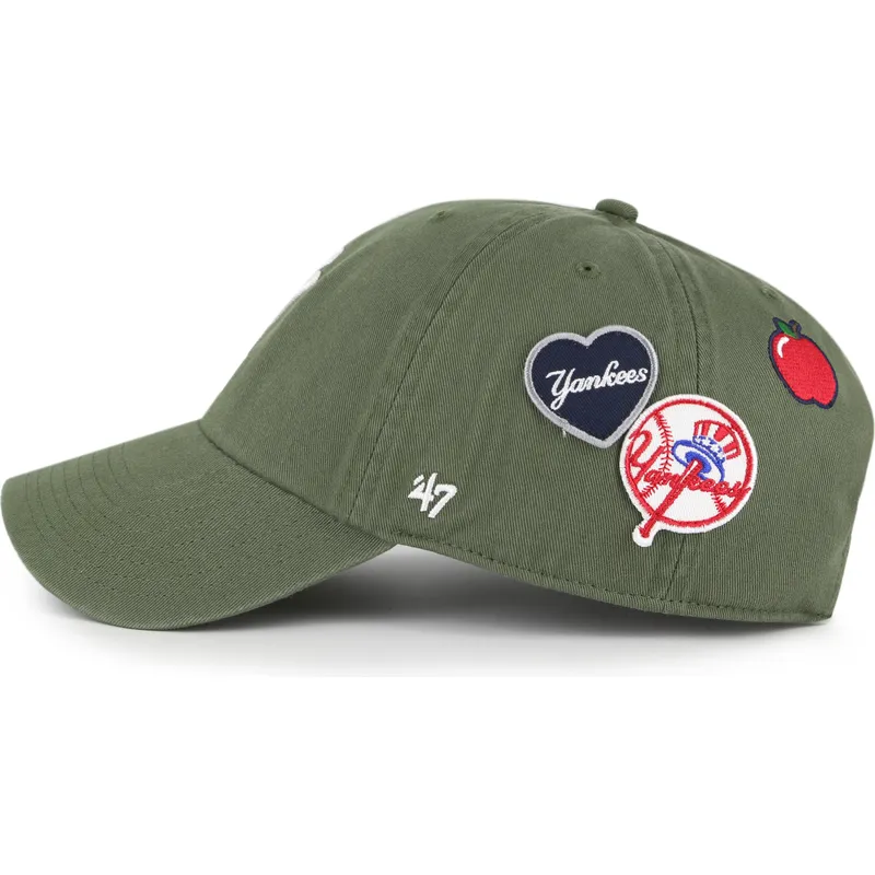 cappellino-curvo-verde-regolabile-clean-up-badges-dei-new-york-yankees-mlb-di-47-brand
