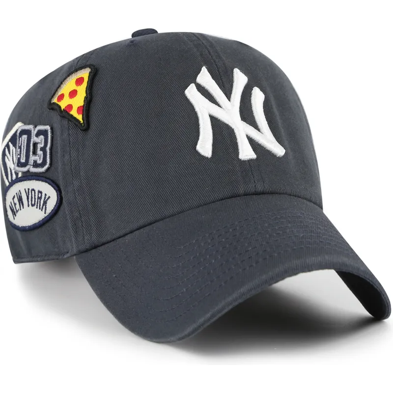 casquette-courbee-bleue-marine-ajustable-clean-up-badges-vintage-new-york-yankees-mlb-47-brand