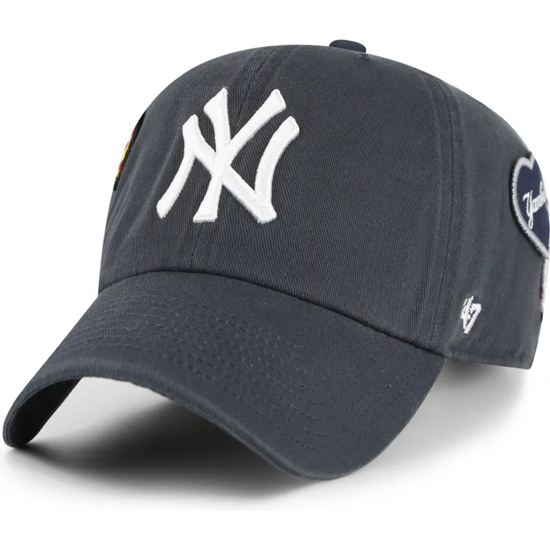 marinebla-justerbar-buet-kasket-clean-up-badges-vintage-fra-new-york-yankees-mlb-fra-47-brand