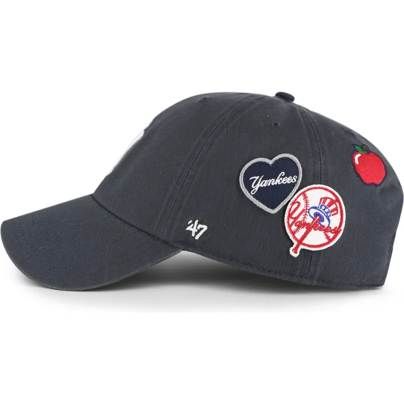 marinbla-bojd-keps-justerbar-clean-up-badges-vintage-av-new-york-yankees-mlb-fran-47-brand
