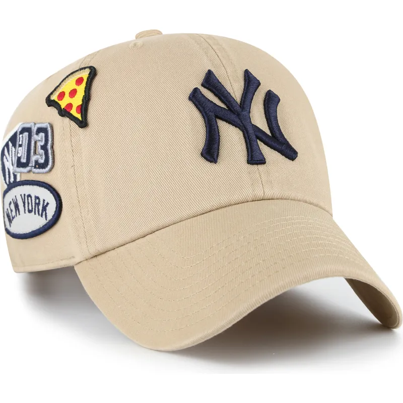 casquette-courbee-khaki-ajustable-clean-up-badges-new-york-yankees-mlb-47-brand