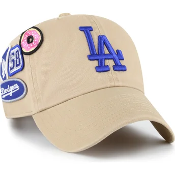 Petten gebogen khaki verstelbare band Clean Up Badges van Los Angeles Dodgers MLB van 47 Brand