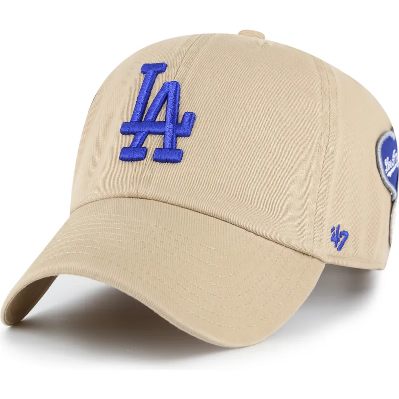 casquette-courbee-khaki-ajustable-clean-up-badges-los-angeles-dodgers-mlb-47-brand