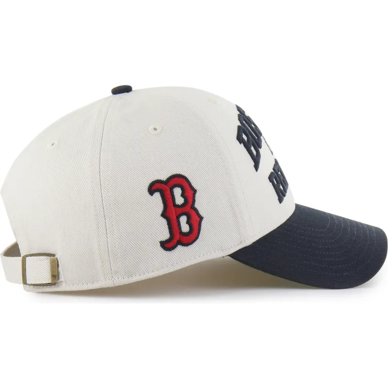 buet-beige-og-marinebla-justerbar-kasket-mvp-broke-line-fra-boston-red-sox-mlb-fra-47-brand
