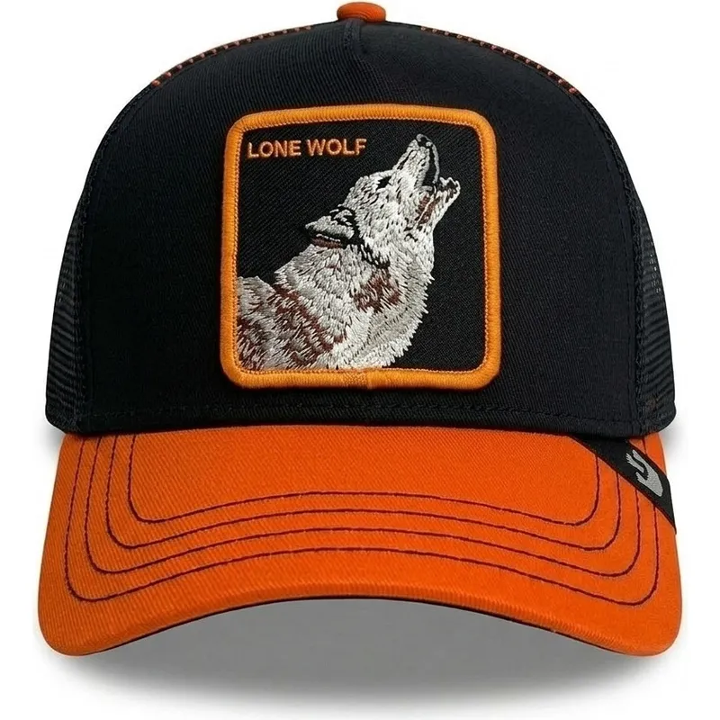 czapka-trucker-czarna-i-pomaranczowa-wilk-solo-wolf-fab-farm-goorin-bros