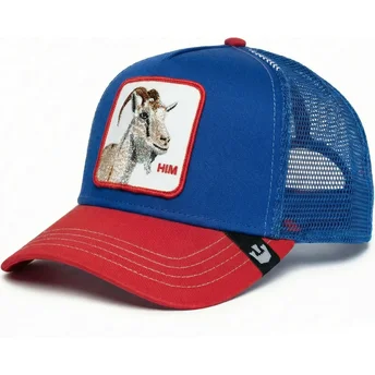 Cappellino trucker blu e rosso capra Him Goat Fab Farm di Goorin Bros.