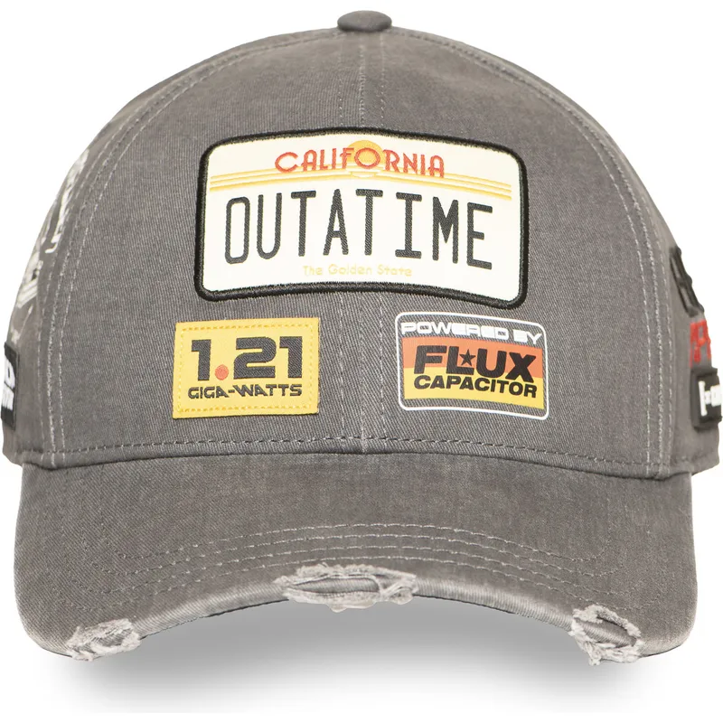 capslab-curved-brim-outatime-btf1-outb-back-to-the-future-grey-snapback-cap