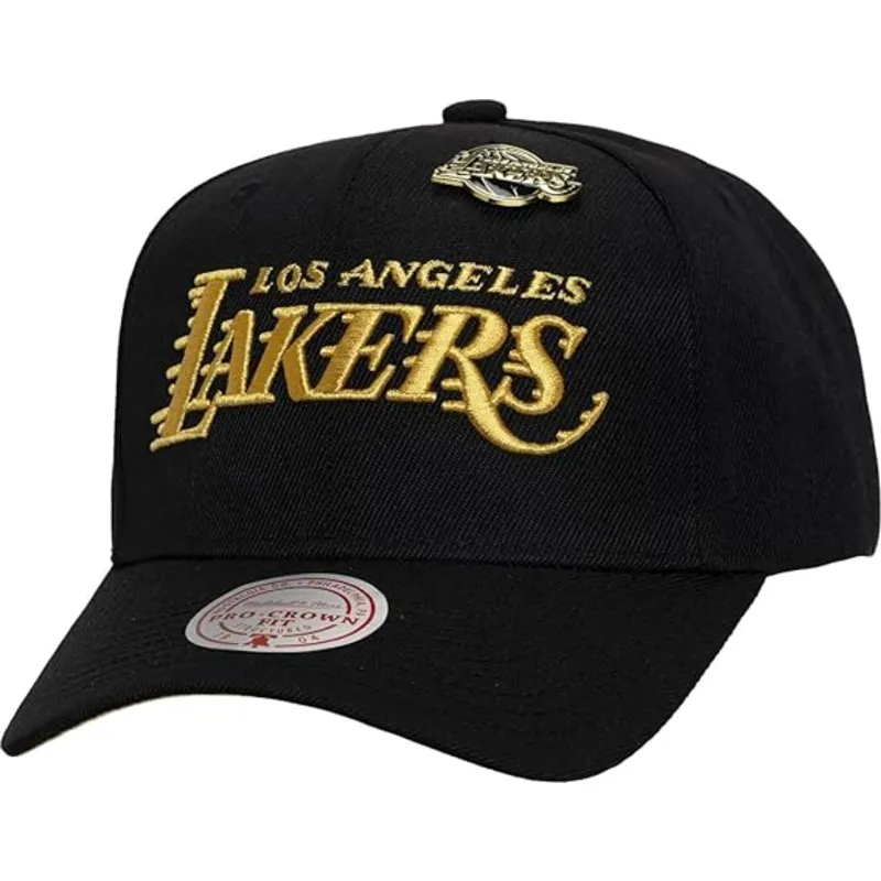 sort-curved-snapback-kasket-pinned-gold-pro-fra-los-angeles-lakers-nba-af-mitchell-ness