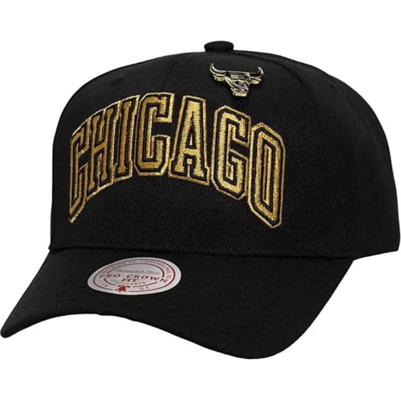 sort-curved-snapback-kasket-pinned-gold-pro-fra-chicago-bulls-nba-af-mitchell-ness