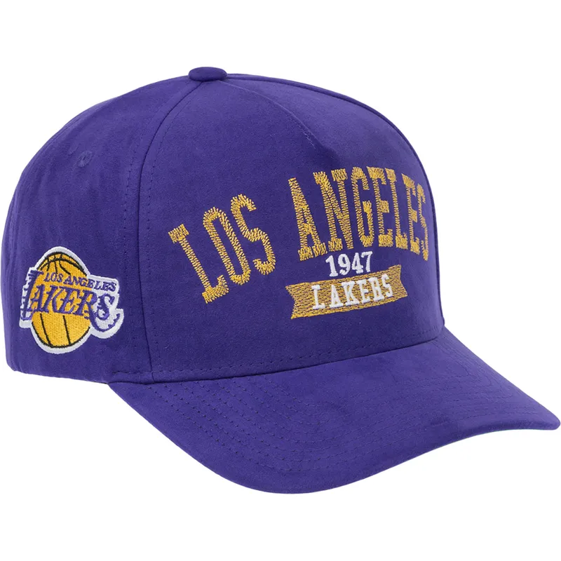 violette-gebogene-snapback-kappe-shady-suede-pro-der-los-angeles-lakers-nba-von-mitchell-ness