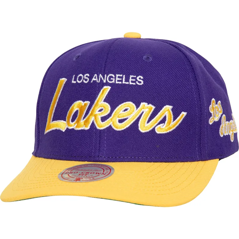 violeta-snapback-team-script-20-pro-los-angeles-lakers-nba-mitchell-ness