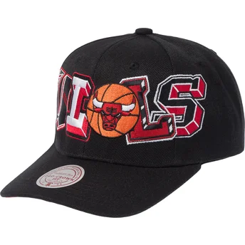 Μαύρο καπέλο με καμπύλη snapback Hyper Type Pro των Chicago Bulls NBA από Mitchell & Ness