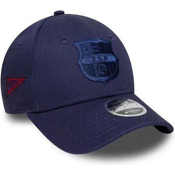 Petten gebogen marineblauw snapback voor kinderen 9FORTY M-Crown Graphic van FC Barcelona LALIGA van New Era