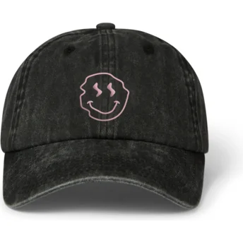 Casquette courbée noire ajustable Smiley Washed Pica Pica
