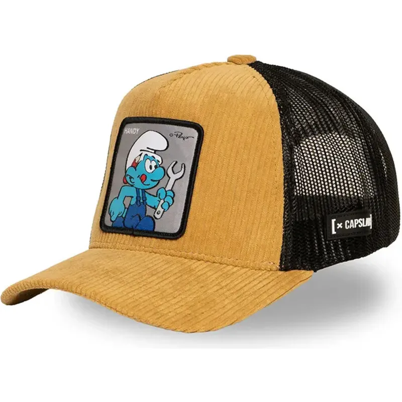 cappellino-trucker-marrone-e-nero-puffo-tuttofare-smu-handy-i-puffi-di-capslab