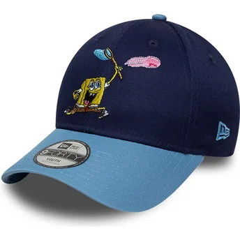 Blaue gebogene Snapback-Kappe für Kinder 9FORTY von SpongeBob von New Era