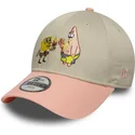 gorra-curva-beige-y-rosa-snapback-para-nino-9forty-de-bob-esponja-y-patricio-estrella-de-new-era