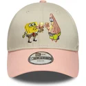 cappellino-curvo-beige-e-rosa-snapback-per-bambino-9forty-di-spongebob-e-patrick-stella-di-new-era