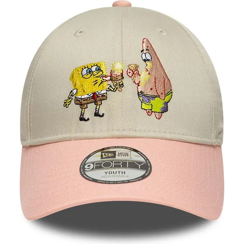 bojd-beige-och-rosa-snapback-keps-for-barn-9forty-med-svampbob-och-patrik-sjostjarna-fran-new-era