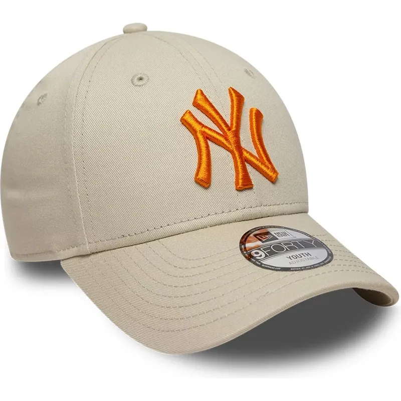 petten-gebogen-beige-verstelbaar-voor-kinderen-9forty-league-essential-van-new-york-yankees-mlb-van-new-era