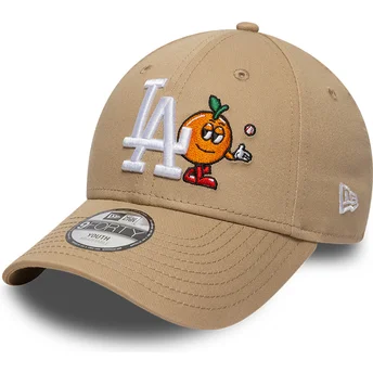 Cappellino curvo beige regolabile per bambino 9FORTY Icon dei Los Angeles Dodgers MLB di New Era