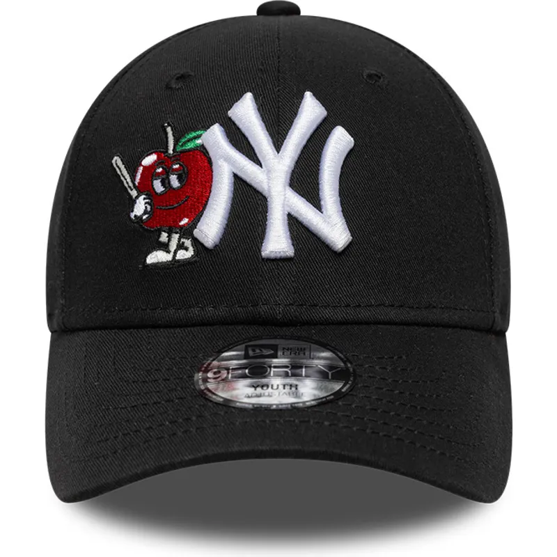 petten-gebogen-zwart-verstelbare-band-voor-kinderen-9forty-icon-van-new-york-yankees-mlb-van-new-era