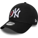 petten-gebogen-zwart-verstelbare-band-voor-kinderen-9forty-icon-van-new-york-yankees-mlb-van-new-era