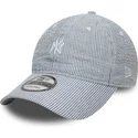 petten-gebogen-marineblauw-verstelbare-band-9twenty-seersucker-van-new-york-yankees-mlb-van-new-era