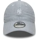 petten-gebogen-marineblauw-verstelbare-band-9twenty-seersucker-van-new-york-yankees-mlb-van-new-era