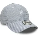 petten-gebogen-marineblauw-verstelbare-band-9twenty-seersucker-van-new-york-yankees-mlb-van-new-era