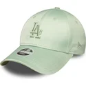 petten-gebogen-groen-verstelbaar-9forty-bow-back-satin-van-los-angeles-dodgers-mlb-van-new-era