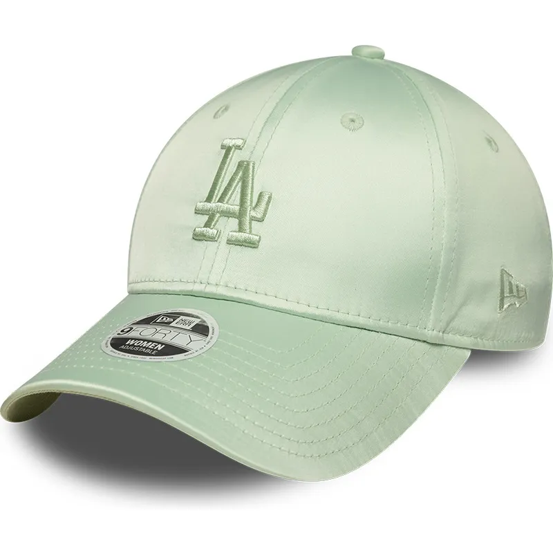petten-gebogen-groen-verstelbare-band-9forty-bow-back-satin-van-los-angeles-dodgers-mlb-van-new-era