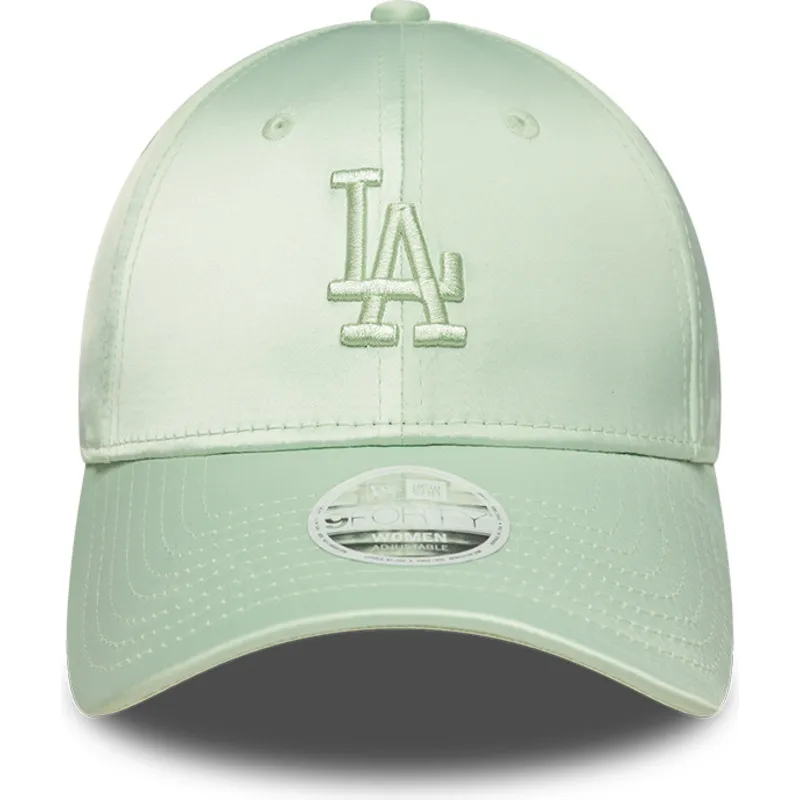 petten-gebogen-groen-verstelbaar-9forty-bow-back-satin-van-los-angeles-dodgers-mlb-van-new-era