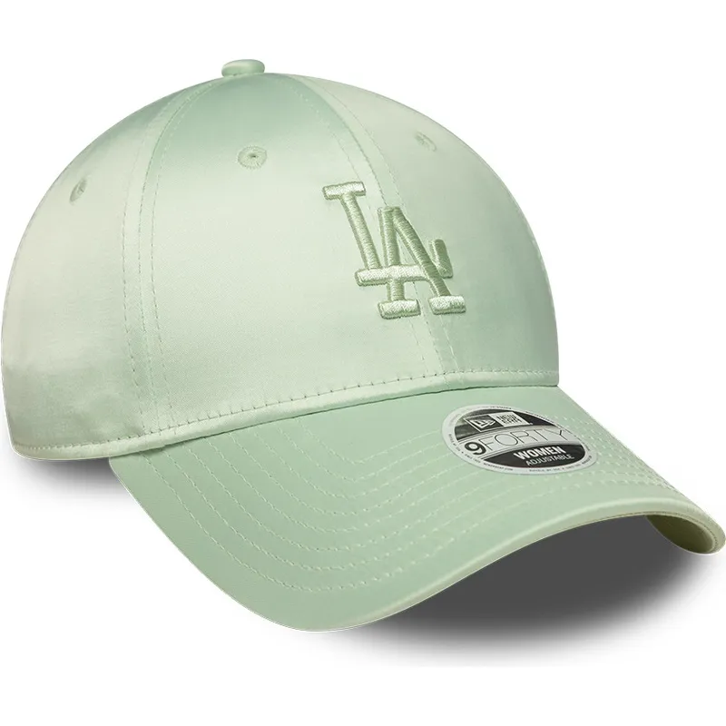 petten-gebogen-groen-verstelbaar-9forty-bow-back-satin-van-los-angeles-dodgers-mlb-van-new-era