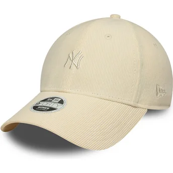 Böjd beige justerbar keps för dam 9FORTY Mini Cord från New York Yankees MLB av New Era