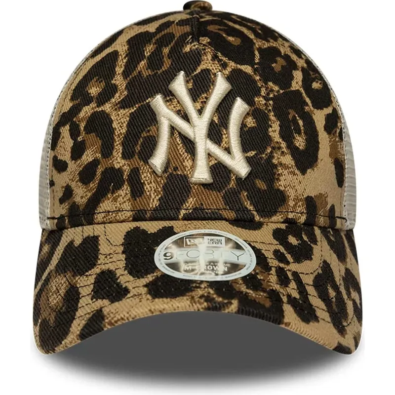 petten-gebogen-luipaard-snapback-9forty-m-crown-a-frame-leopard-van-new-york-yankees-mlb-van-new-era