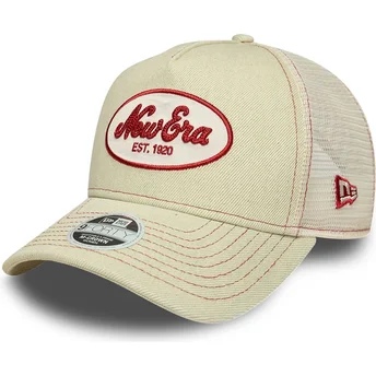 Petten gebogen beige snapback 9FORTY M-Crown A Frame van New Era