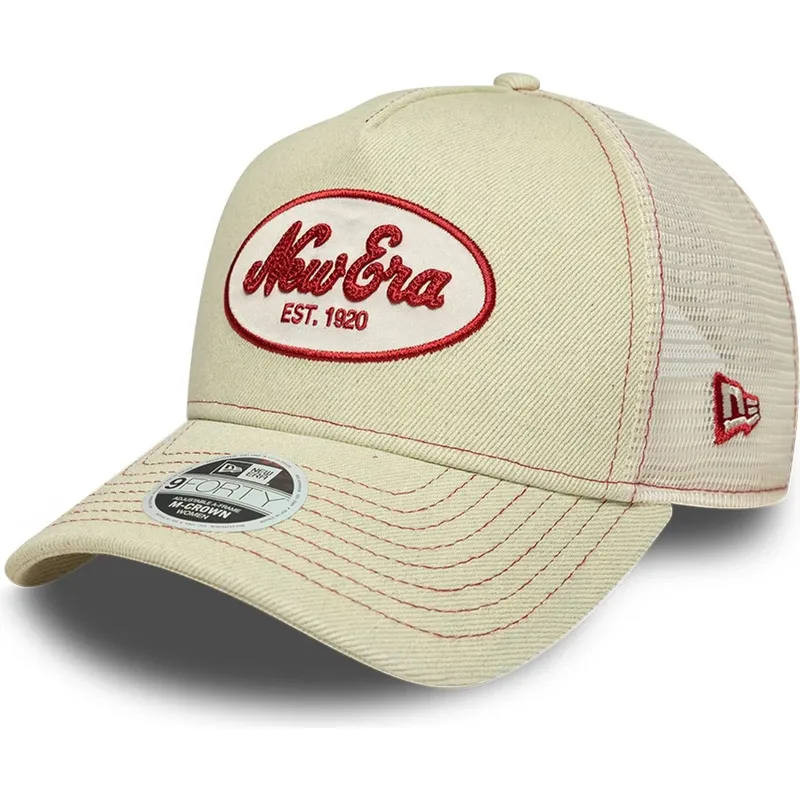 beige-trucker-cap-fur-damen-9forty-m-crown-a-frame-von-new-era