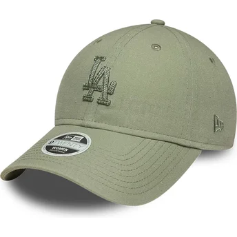 Gorra curva verde ajustable con logo verde para mujer 9TWENTY Midi Linen de Los Angeles Dodgers MLB de New Era