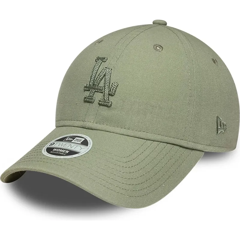 grune-verstellbare-curved-cap-mit-grunem-logo-fur-damen-9twenty-midi-linen-der-los-angeles-dodgers-mlb-von-new-era