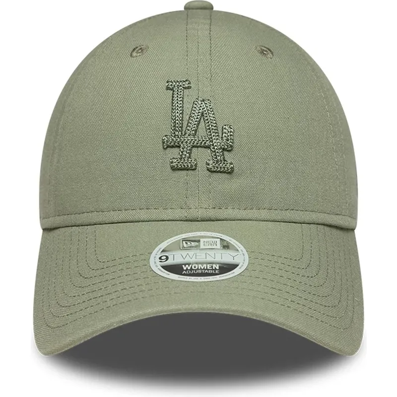 grune-verstellbare-curved-cap-mit-grunem-logo-fur-damen-9twenty-midi-linen-der-los-angeles-dodgers-mlb-von-new-era