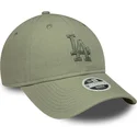 petten-gebogen-groen-verstelbaar-9twenty-midi-linen-van-los-angeles-dodgers-mlb-van-new-era