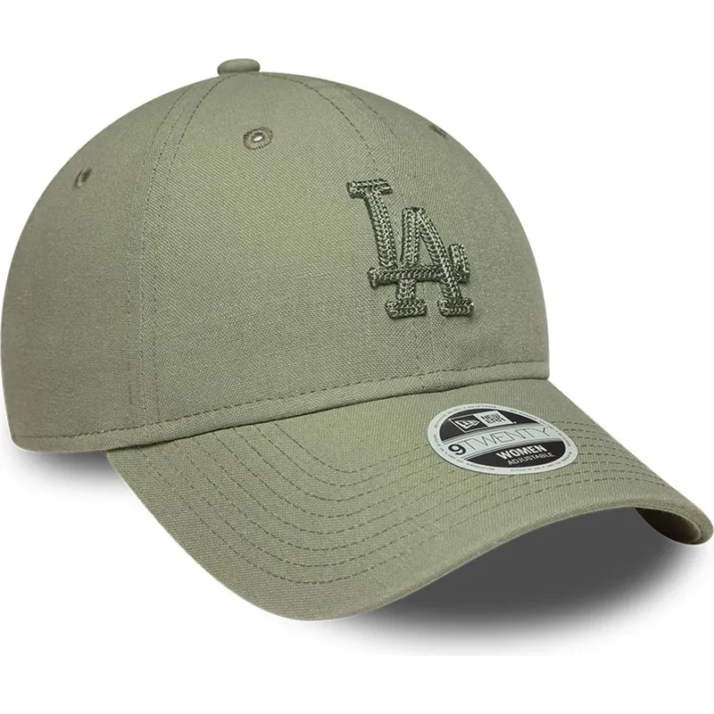 gron-justerbar-kurvad-keps-med-gron-logotyp-for-dam-9twenty-midi-linen-fran-los-angeles-dodgers-mlb-av-new-era