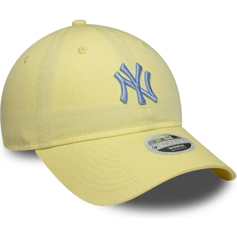 petten-gebogen-geel-verstelbaar-9twenty-league-essential-midi-van-new-york-yankees-mlb-van-new-era
