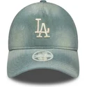 petten-gebogen-blauw-verstelbare-band-9twenty-a-frame-denim-van-los-angeles-dodgers-mlb-van-new-era