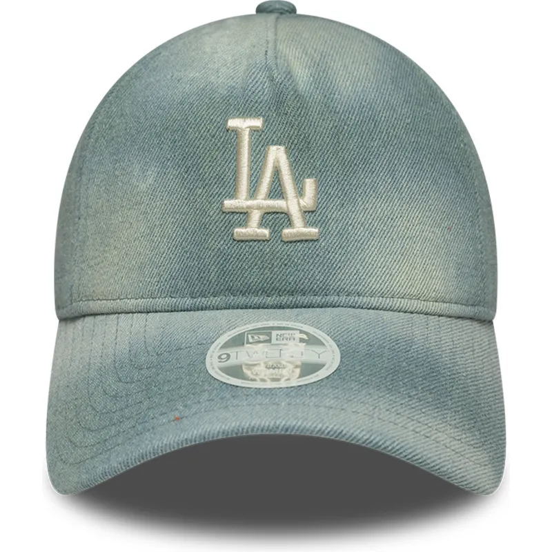 petten-gebogen-blauw-verstelbaar-9twenty-a-frame-denim-van-los-angeles-dodgers-mlb-van-new-era