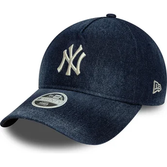 Petten gebogen marineblauw verstelbaar 9TWENTY A Frame Denim van New York Yankees MLB van New Era