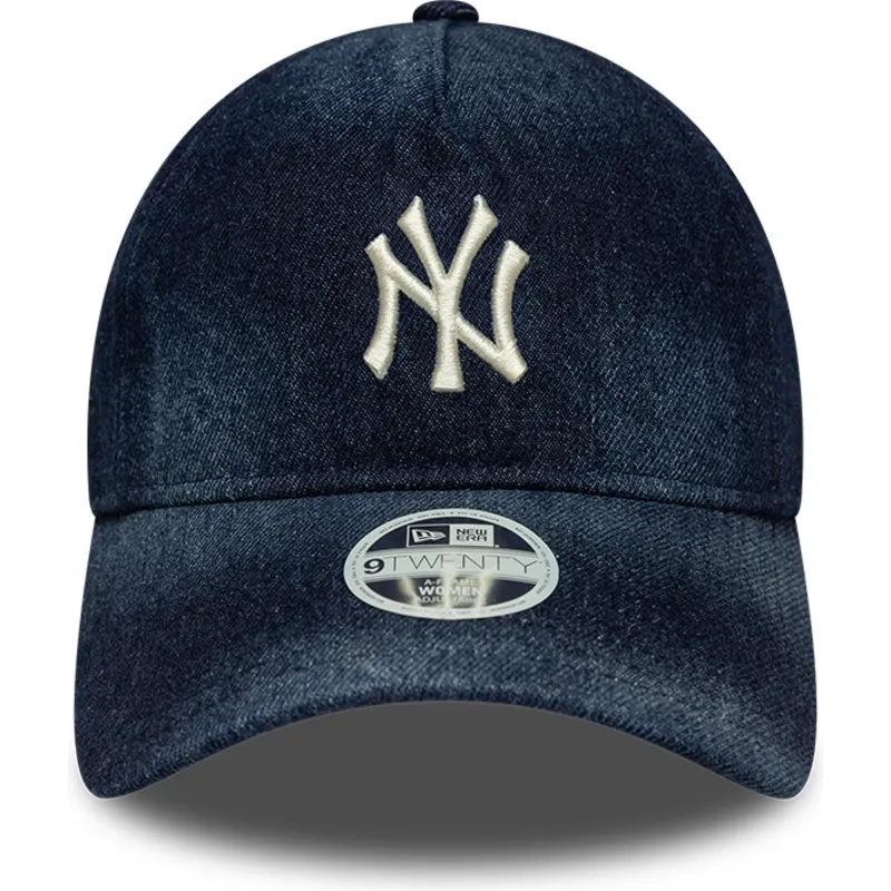 petten-gebogen-marineblauw-verstelbare-band-9twenty-a-frame-denim-van-new-york-yankees-mlb-van-new-era