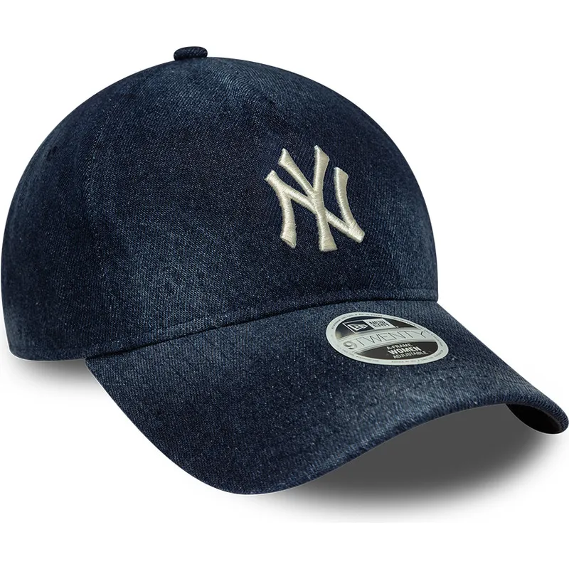 petten-gebogen-marineblauw-verstelbare-band-9twenty-a-frame-denim-van-new-york-yankees-mlb-van-new-era